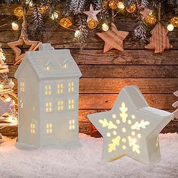 Amazon.co.jp: セラミッククリスマスビレッジ LEDライト付きホワイト