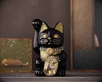 Amazon.co.jp: ご縁猫 ミリオネアキャット(M-SIZE 黒 Black）右手あげ