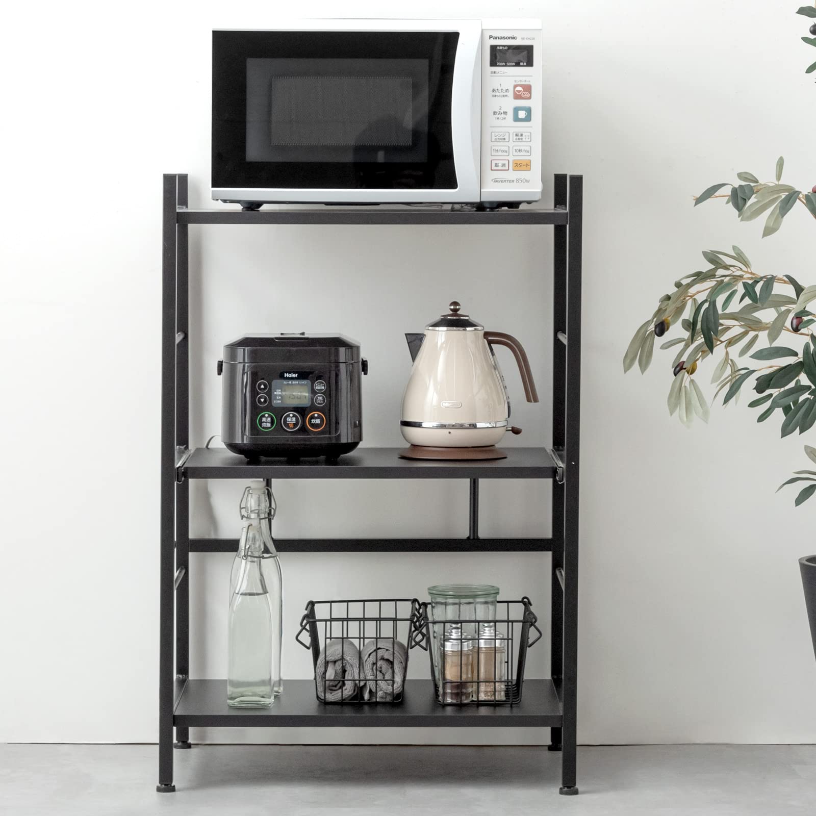 Amazon｜タンスのゲン レンジラック 幅60cm 大型レンジ対応 高さ88cm