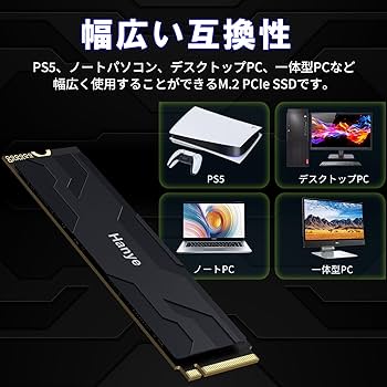 Amazon | Hanye SSD 2TB PCIe Gen4x4 M.2 NVMe 2280 薄型ヒートシンク