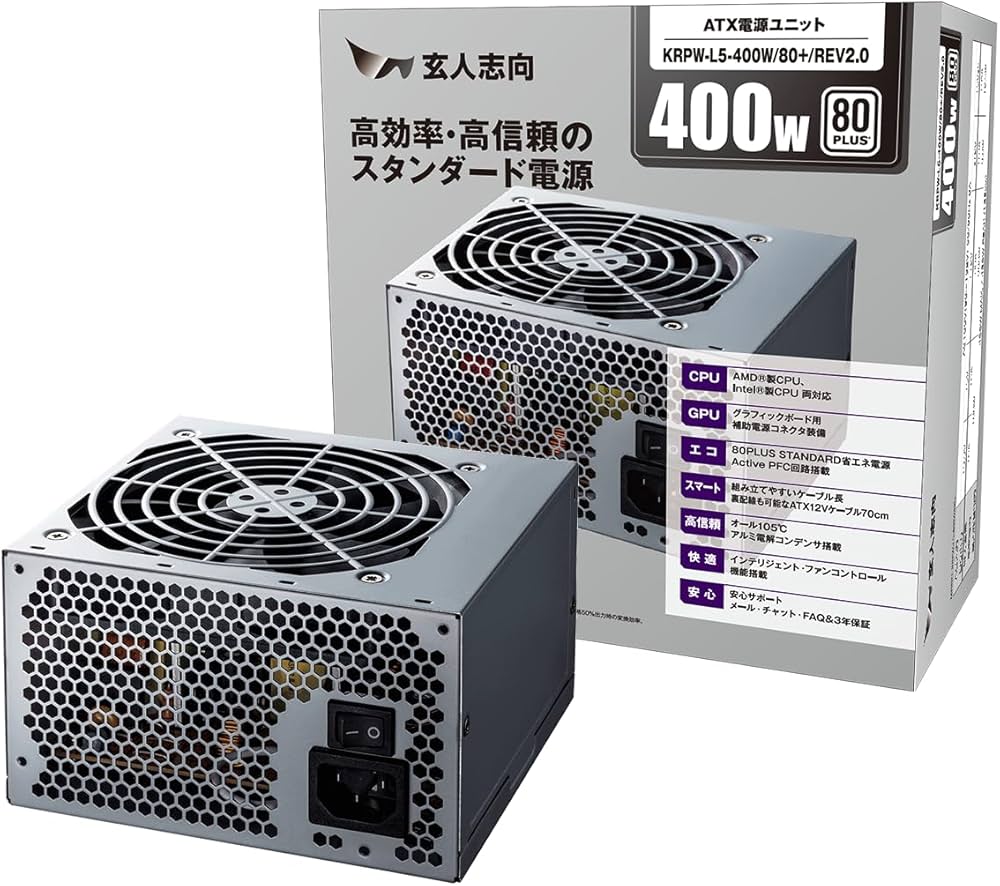 Amazon | 玄人志向 電源ユニット 400W ATX 電源 80 PLUS スタンダード