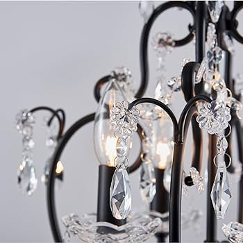Saint Mossi 4-Lights Crystal Chandelier with Plug, Black
