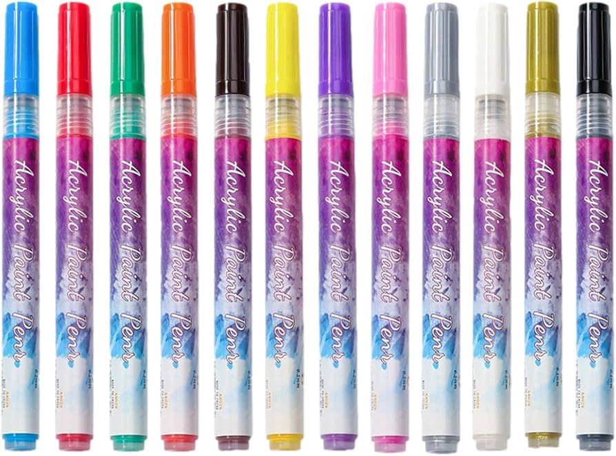 Amazon.co.jp: ネイルアートペンセット | 0.7 チップ 12 色 速乾性 3D