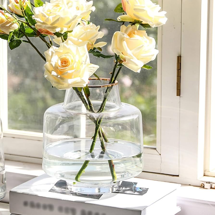 Amazon.co.jp: YJFFQ 花瓶 ビッグガラスベース グレー 花びん 大きめ