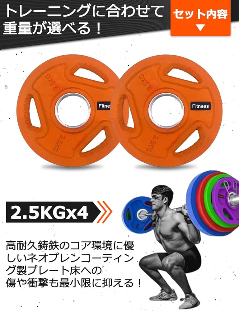 Amazon | NASUTO バーベルプレート (2.5KGx2 セット（マルチカラー