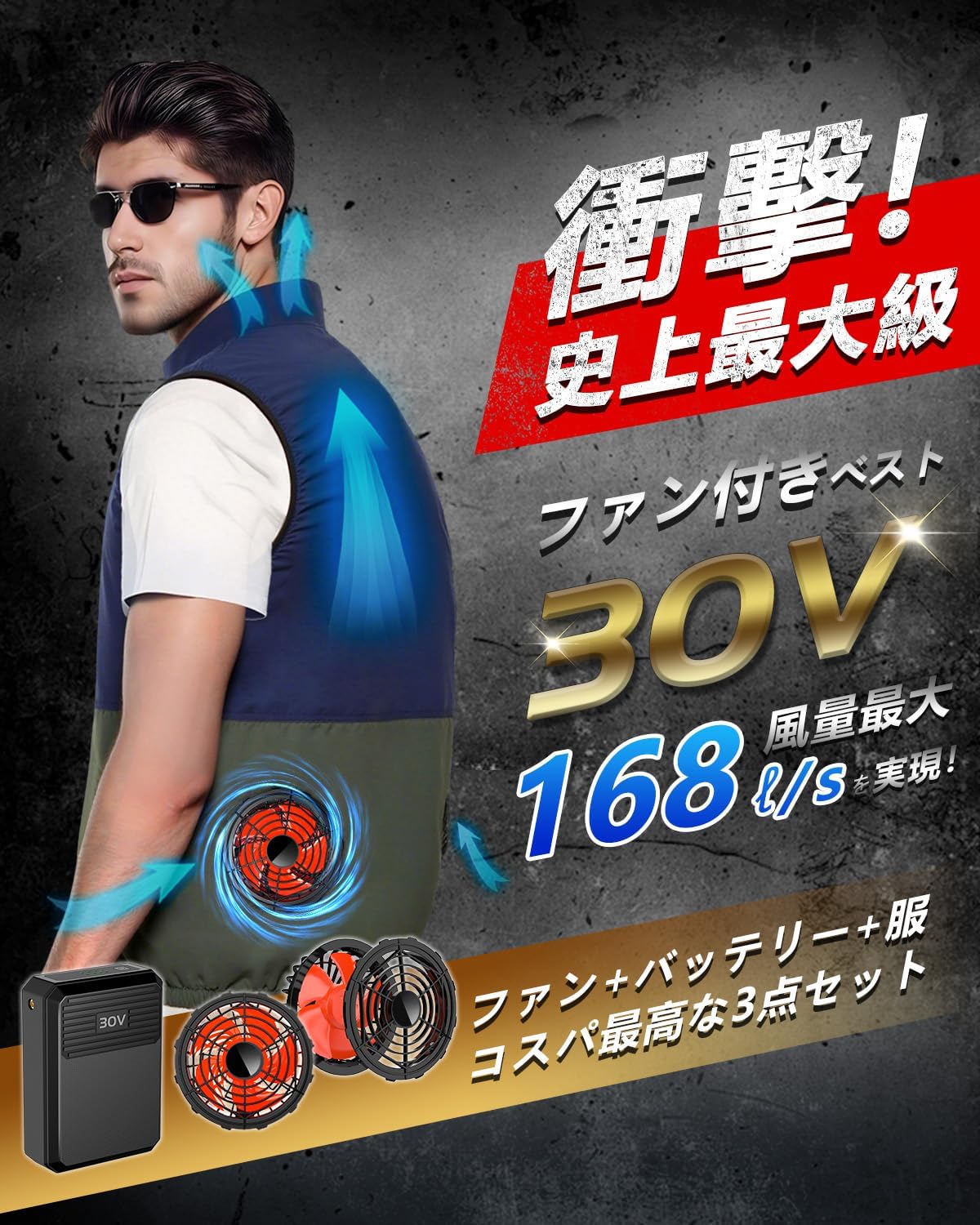 Amazon.co.jp: [AGGOZ] 空調作業服 バッテリーセット【2025最強爆風