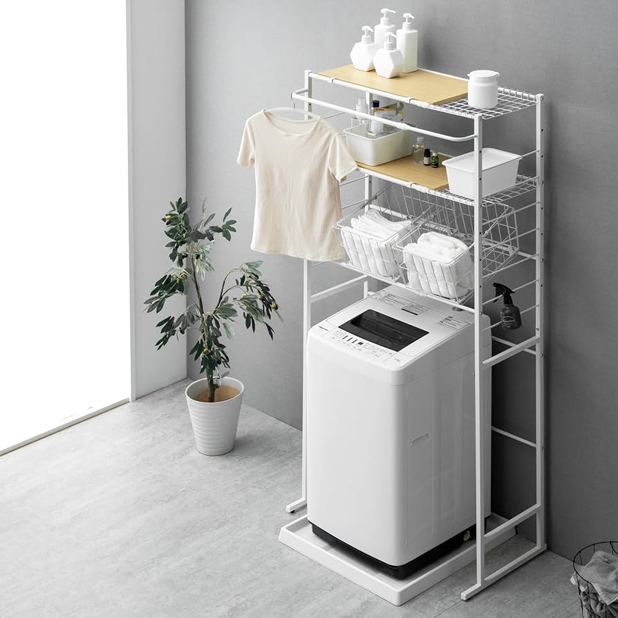 Amazon｜タンスのゲン ランドリーラック 幅66～94㎝ スリム シンプル
