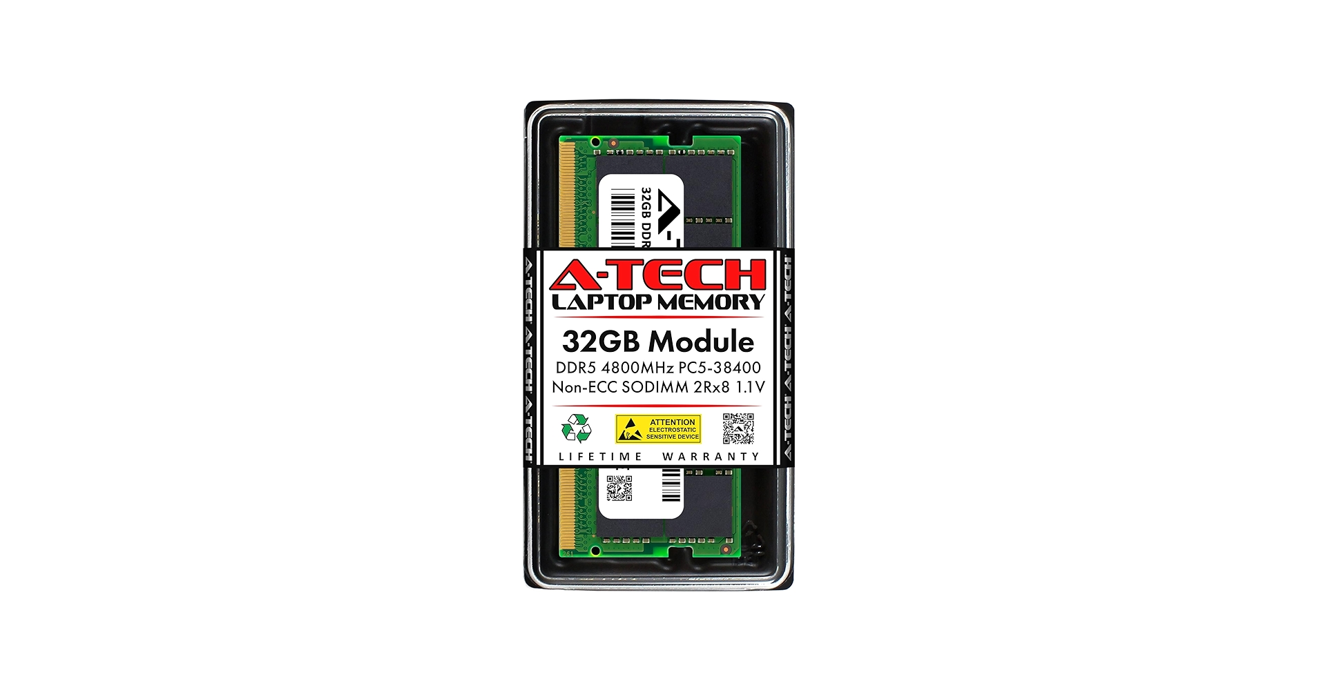 A-Tech 32GB DDR5 4800MHz PC5-38400 CL40 SODIMM 2Rx8 Dual Rank 1.1V
