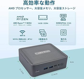 Amazon.co.jp: ミニPC AMD Ryzen7 5825U 8コア16スレッド（最大4.4GHz