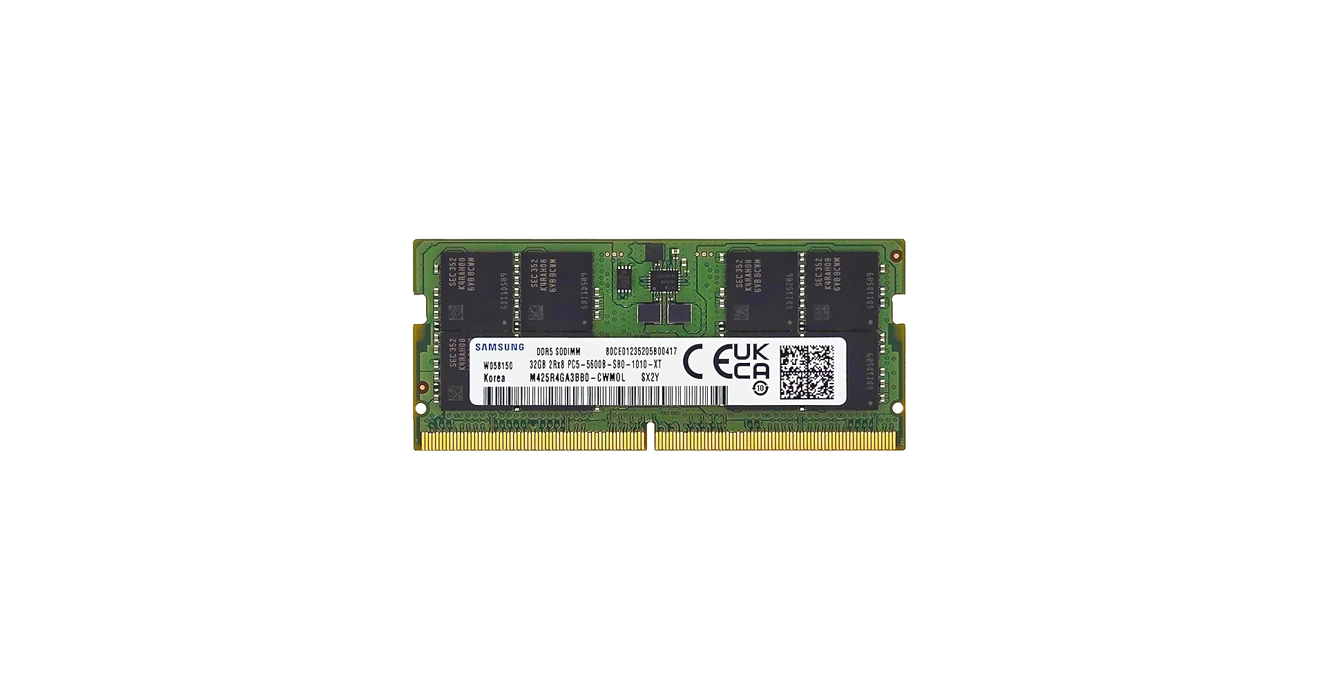 Samsung 32GB DDR5 5600MHz PC5-44800 CL46 SODIMM 2Rx8 Dual Rank 1.1