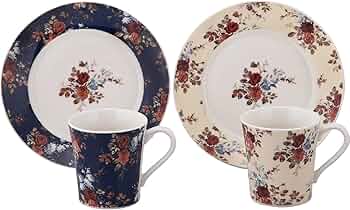 Amazon.co.jp: ローラアシュレイ プレート 皿 ＆ マグカップ ペア