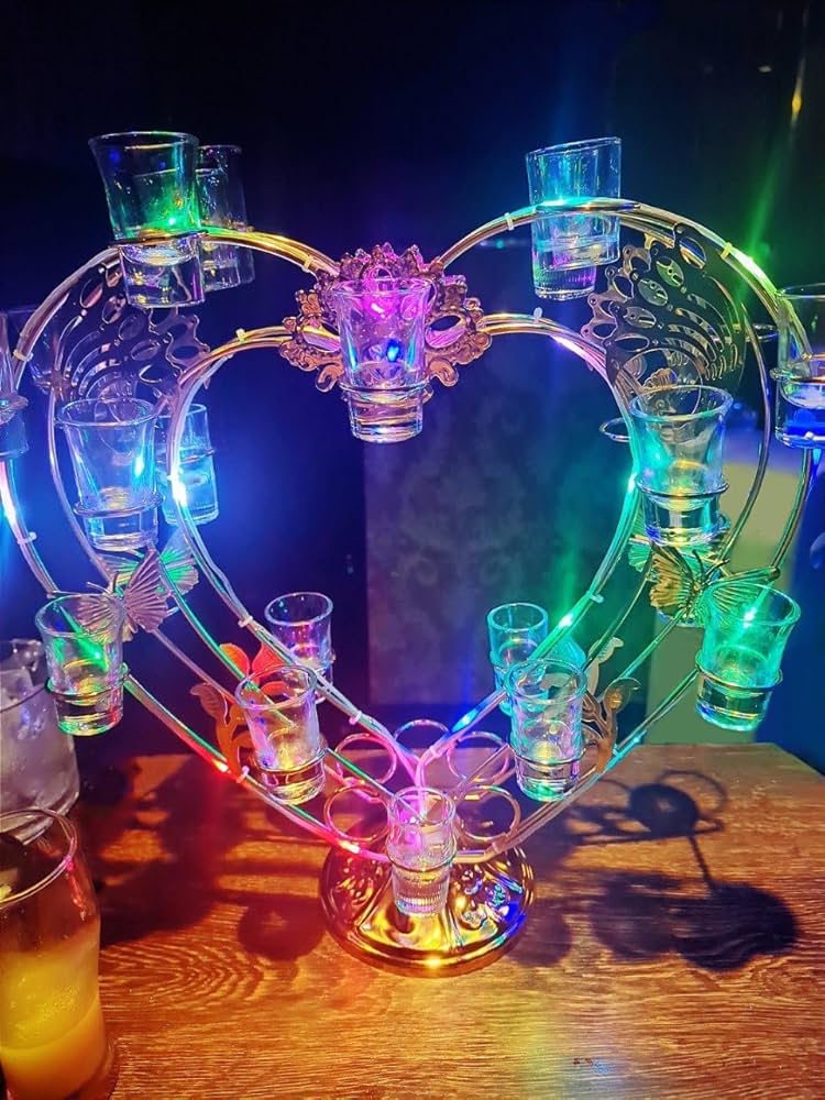 Amazon｜WANCHIY テキーラ観覧車 ハート型 24穴 LED酒ボルトの表示棚