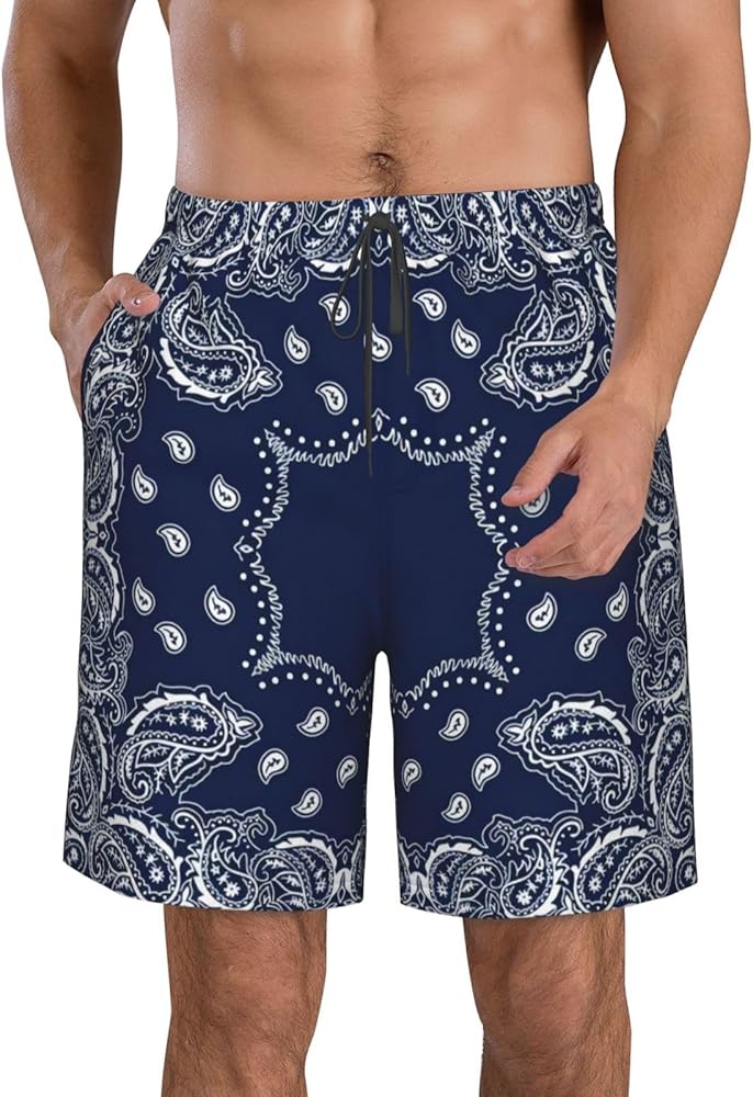 Amazon.com: Lukiyys Navy Blue Bandana Paisley Men's Quick Dry