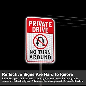 Amazon.com: Private Drive No Turn Around Sign, 2-Pack 18 x 12