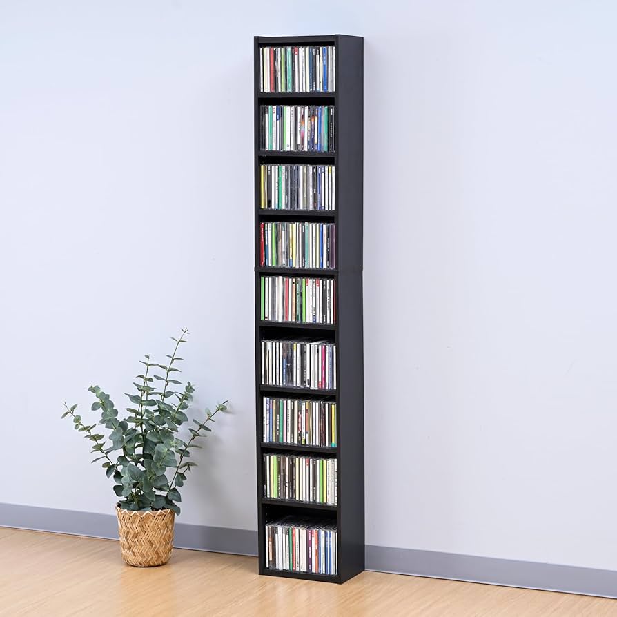 Amazon｜山善(YAMAZEN) ラック 棚 9段 CDラック 本棚 スリム 大容量