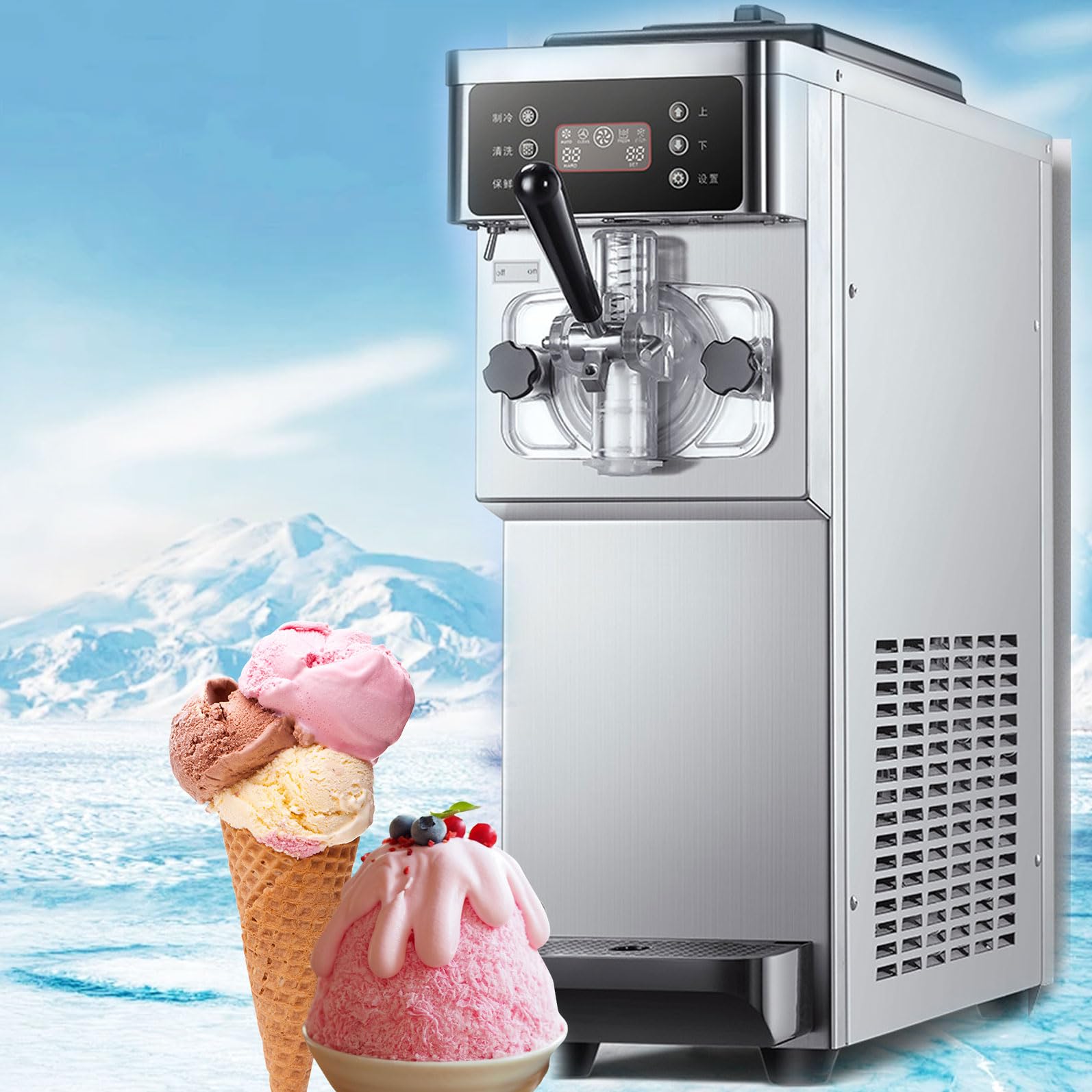 Amazon.co.jp: 業務用アイスクリームマシン、ステンレススチールアイス