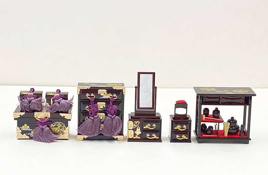 Amazon | 雛人形 雛道具 25号2点 お嫁入り道具 溜め塗り 雪牡丹桜