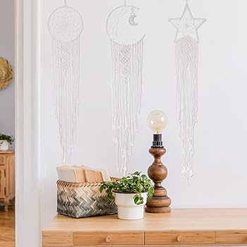 Amazon.com: Jetec 3 Pcs Boho Macrame Dream Catcher Woven Wall