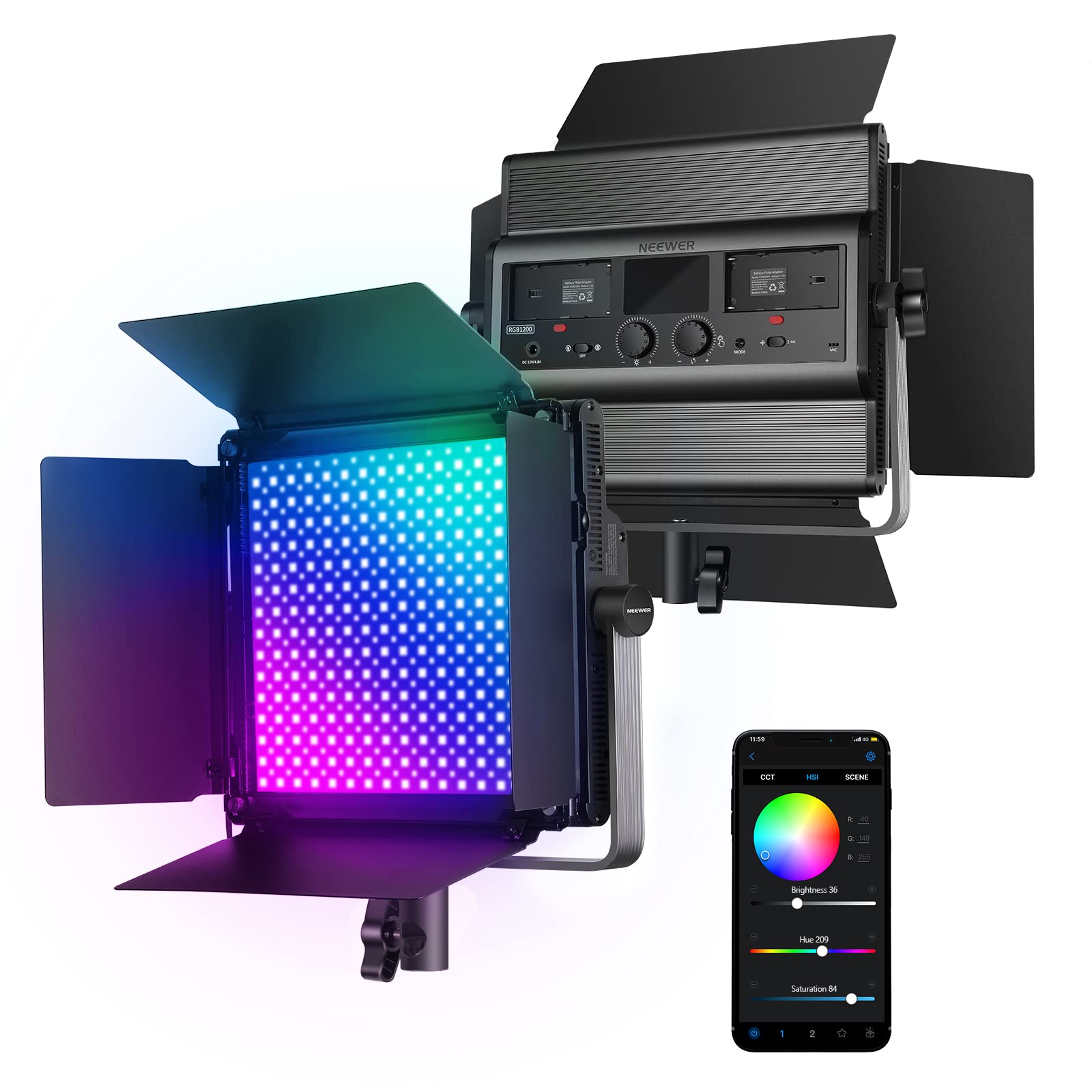 Amazon.com : NEEWER RGB1200 RGB LED Video Light Panel with APP/2.4