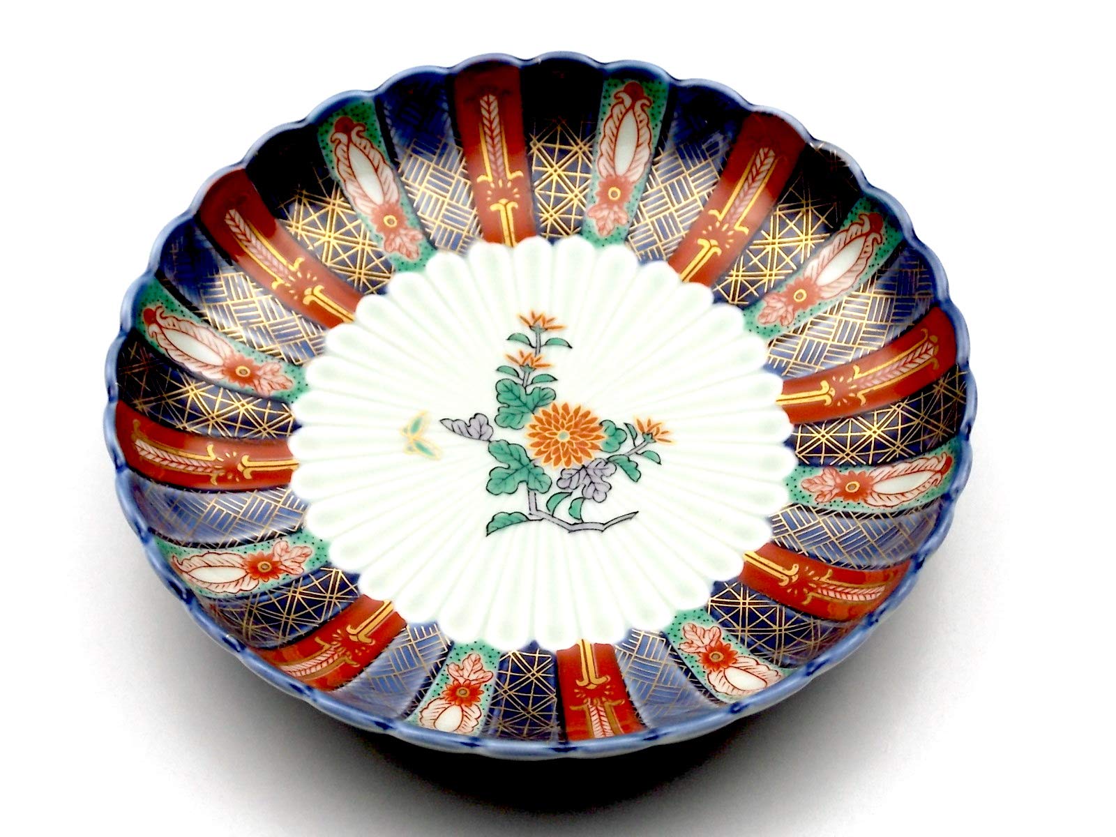 Amazon | 林九郎窯 古伊万里風 染錦地紋 4号皿5枚組 波佐見焼 | 林