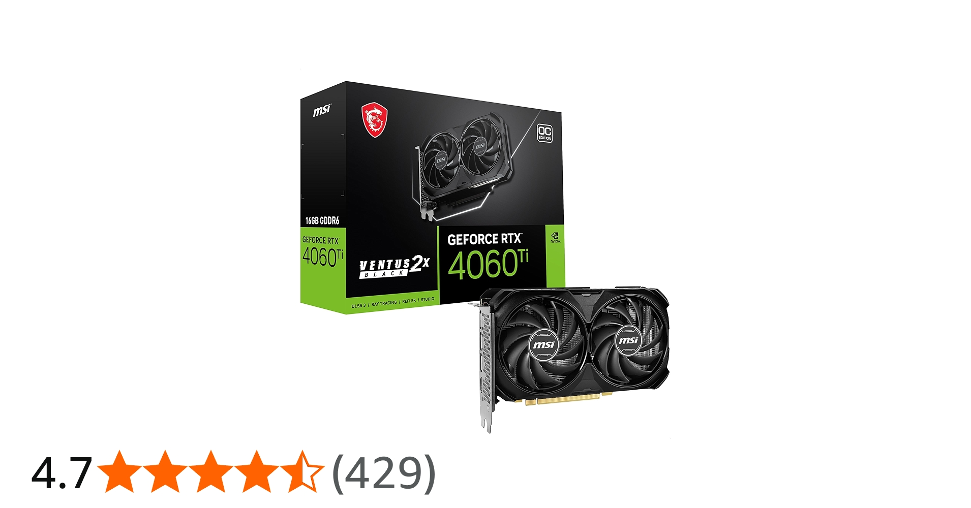 Amazon | MSI (エムシー) GeForce RTX 4060 Ti VENTUS 2X BLACK 16G OC
