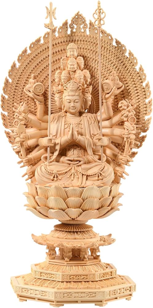 Amazon｜仏像 十一面観音菩薩 千手観音菩薩 木彫り仏像 仏壇仏像 桧