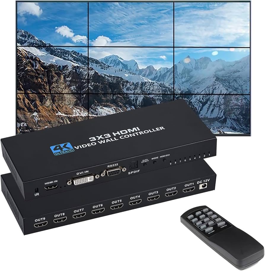 Amazon | 3x3 HDMI ビデオウォールコントローラー 4K x 2K HD