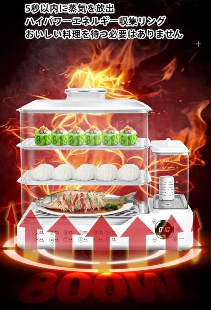 Amazon.co.jp : 電気蒸し、器家庭用電気蒸し器 3段調理 大容量 24