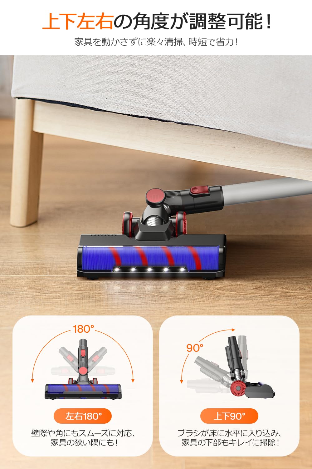 Amazon | 掃除機 コードレス スティッククリーナー 【45000pa強力吸引