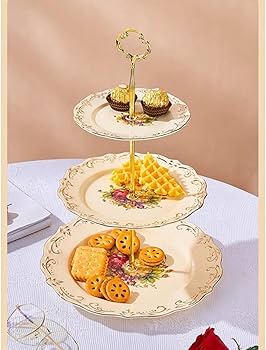Amazon｜ケーキスタンド ローズ柄 バラ柄 浮き彫り 果物収納 菓子皿