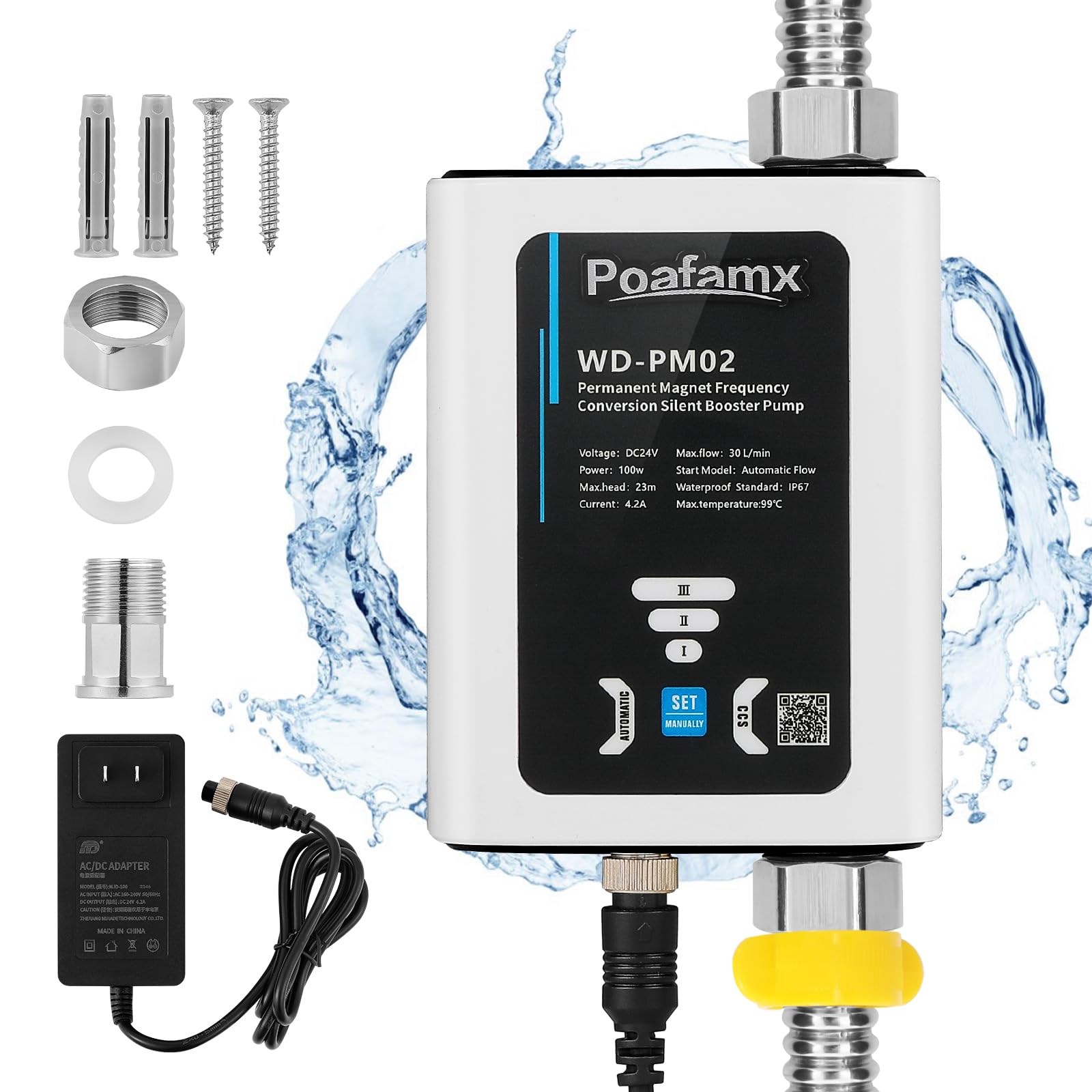 Amazon | Poafamx 全自動ブースターポンプ 最大流量30L/min 最大揚高