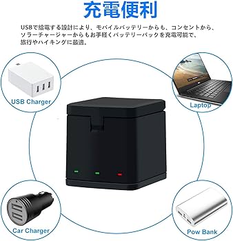 Amazon | COOLSHOW GoPro HERO 8 バッテリー ゴープロ8 充電器 対応