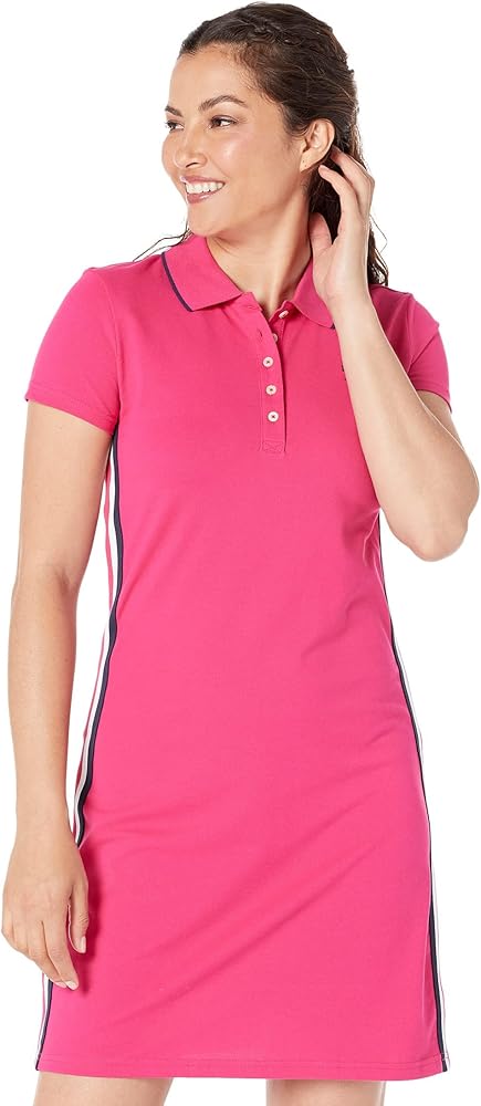 U.S. Polo Assn. Multi Side Stripe Polo Dress Pink Peacock SM at