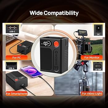 Amazon.com: V Mount Battery, Moman Power 99 Touch Mini V-Lock