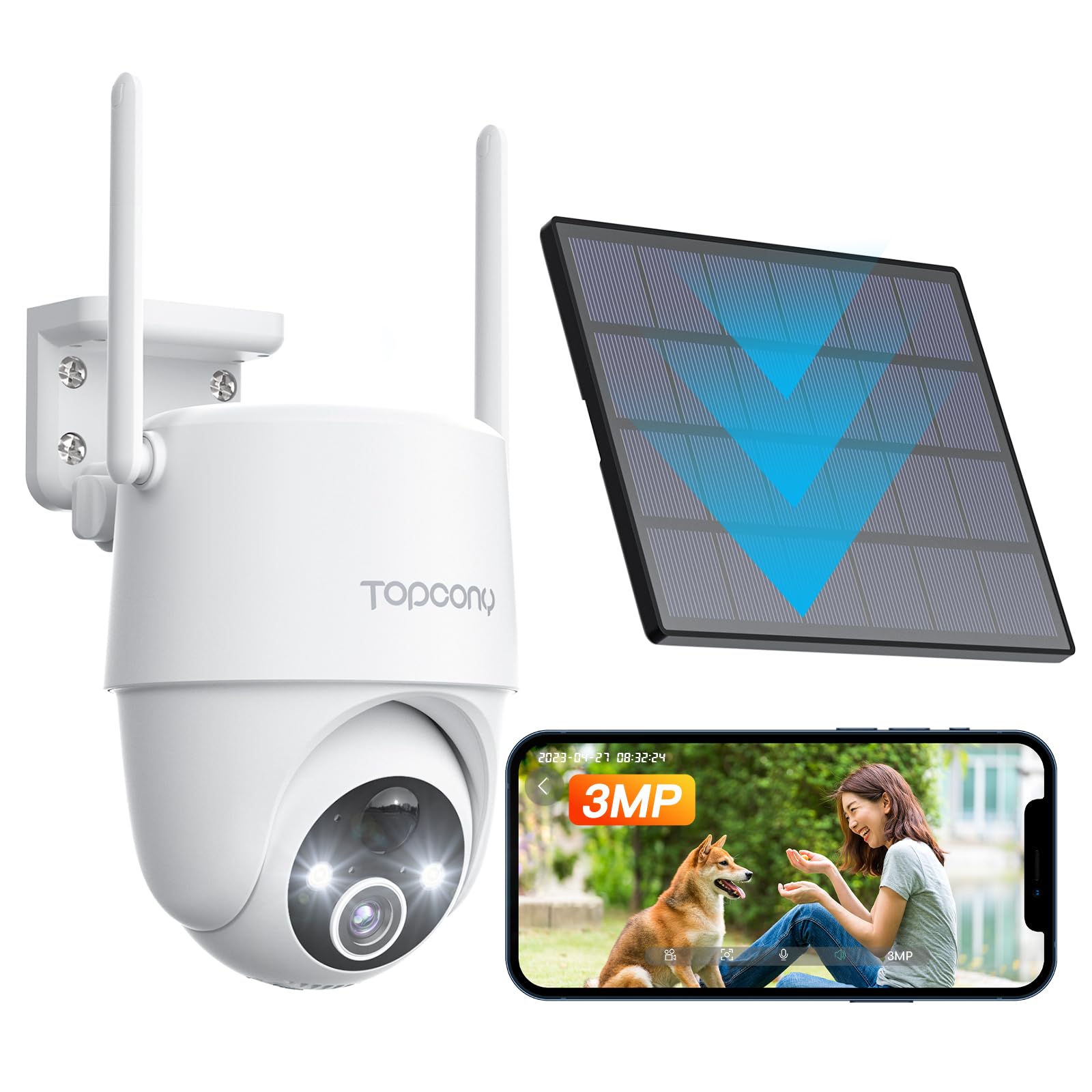 防犯カメラ 300万高画素 太陽光充電-ロータス