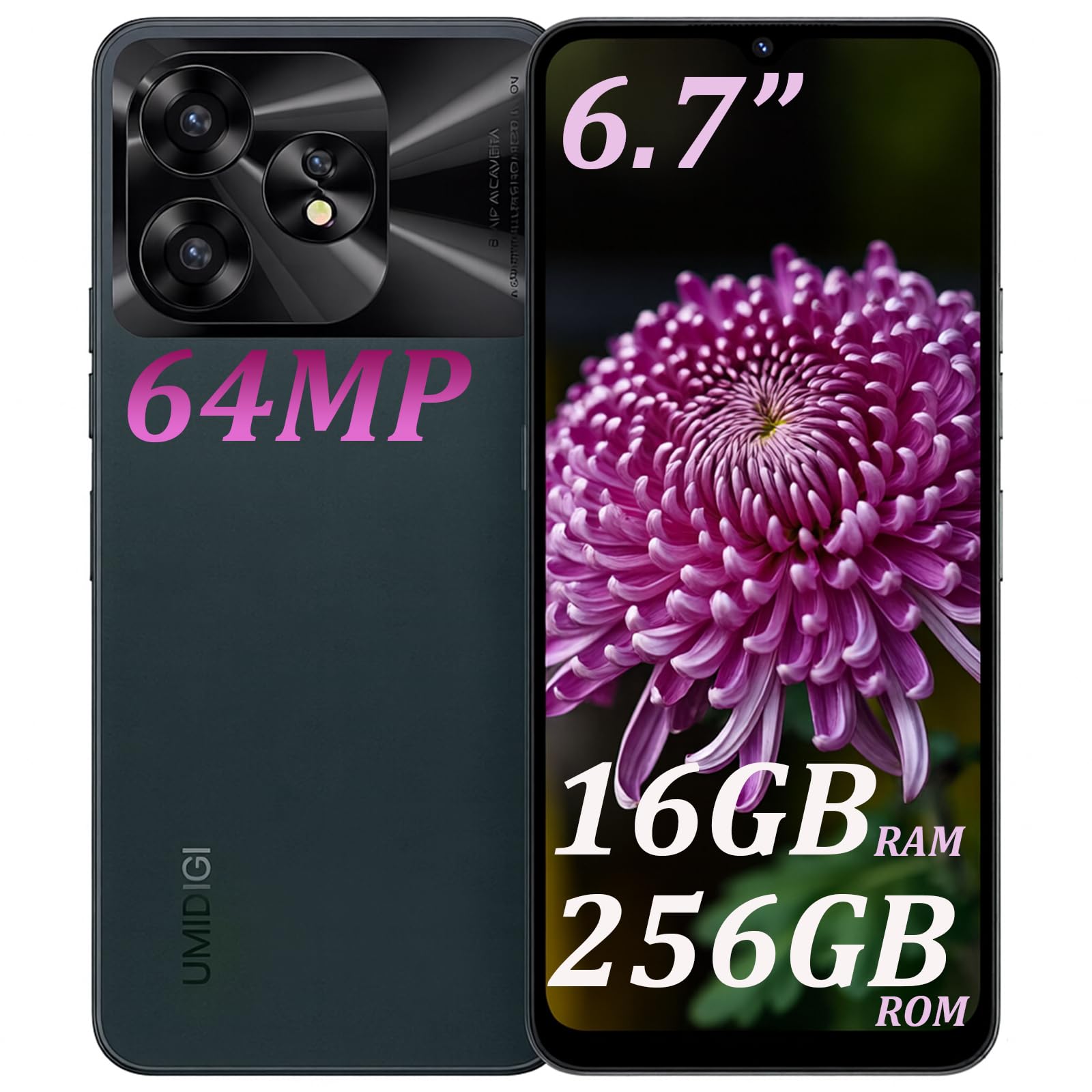 Amazon | UMIDIGI A15 SIMフリー スマホ 本体 16GB RAM+256GB ROM 1TB