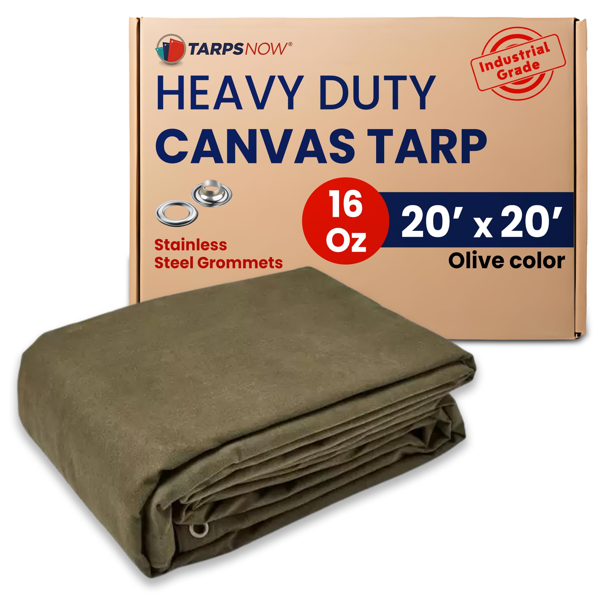 Amazon.com: Tarps Now 20x20 ft Heavy Duty Canvas Tarp, 36 Mil, 16