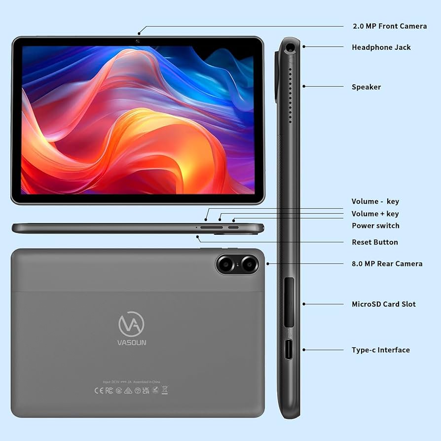 Amazon.com : VASOUN 10-Inch Android 13 Tablet, (4+4GB Expand) RAM