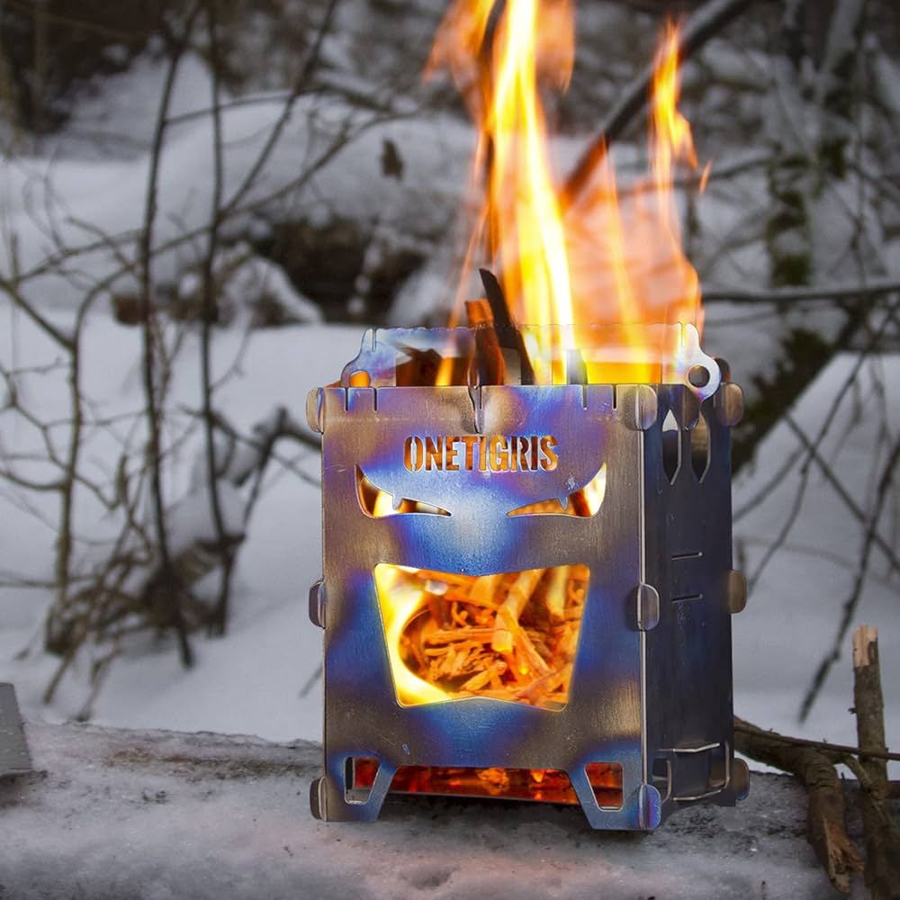 Amazon | OneTigris ROCUBOID チタン ミニ焚き火台 ソロストーブ