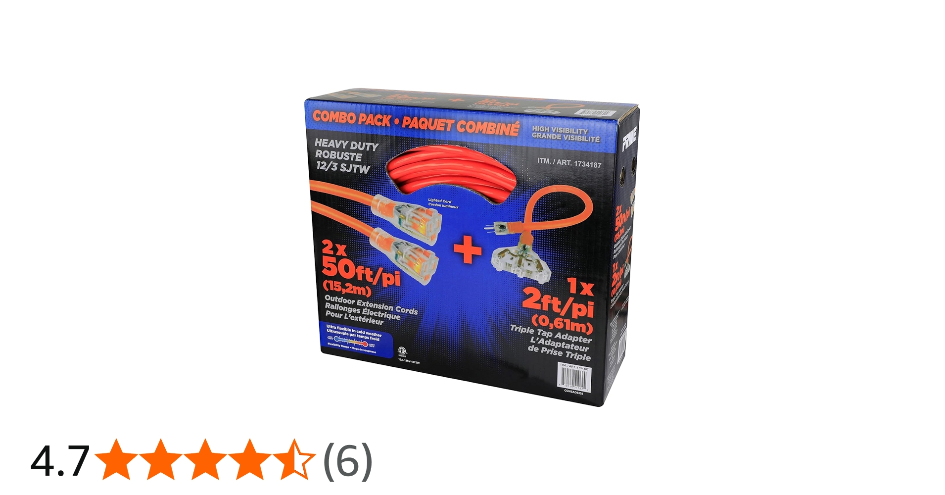 12/3 SJTW Heavy Duty Lighted Outdoor Extension Cord Combo 3 Pack