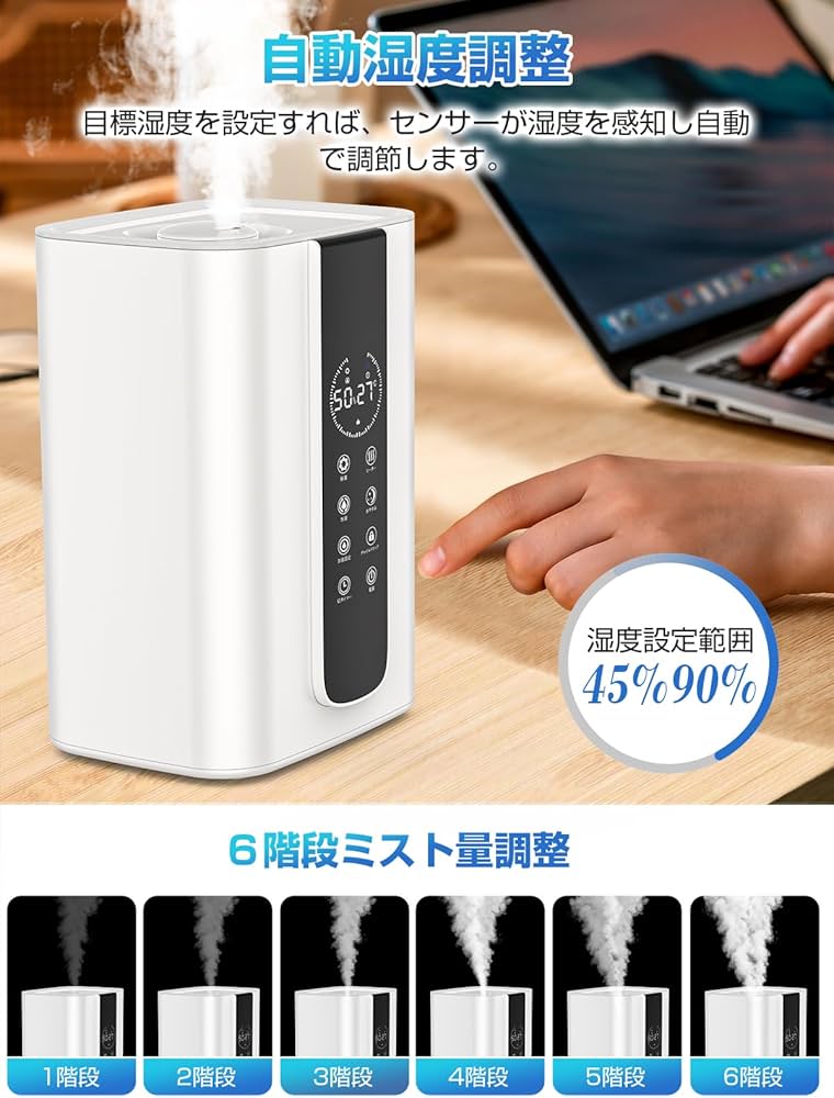 Amazon.co.jp: 加湿器 大容量 5.5L ハイブリッド式加湿器 知能恒湿 45