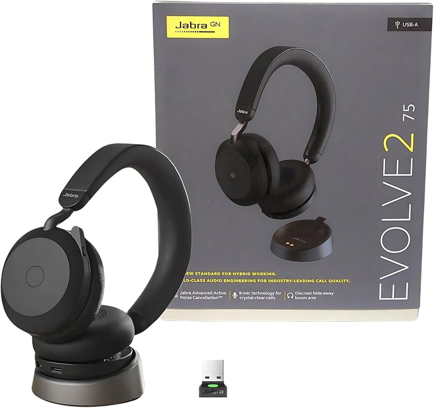 Amazon.com: Jabra Evolve2 75 Wireless Headset Stereo UC w/Charging