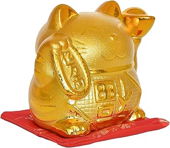 Amazon | 開運ロト 金運招き猫 貯金箱 お金を招く右手上げ ふわふわ