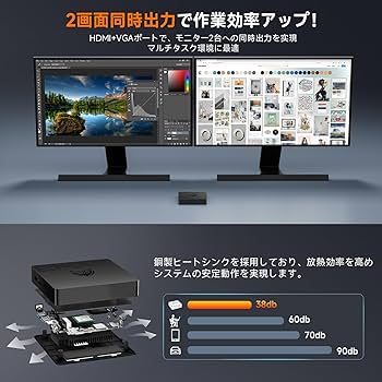 Amazon.co.jp: 【ミニpc Intel N4000搭載 高コスパ】DDR4 8GB+128GB