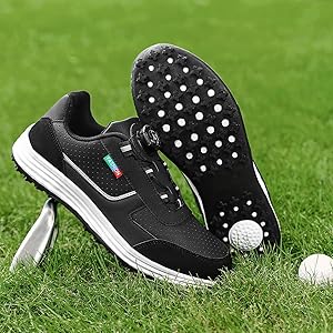 Amazon | [ZKGK] メンズ スパイクレスゴルフシューズ 白 黒 ダイヤル式