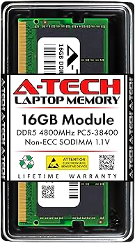 A-Tech 16GB DDR5 4800MHz PC5-38400 CL40 SODIMM 1.1V Non-ECC