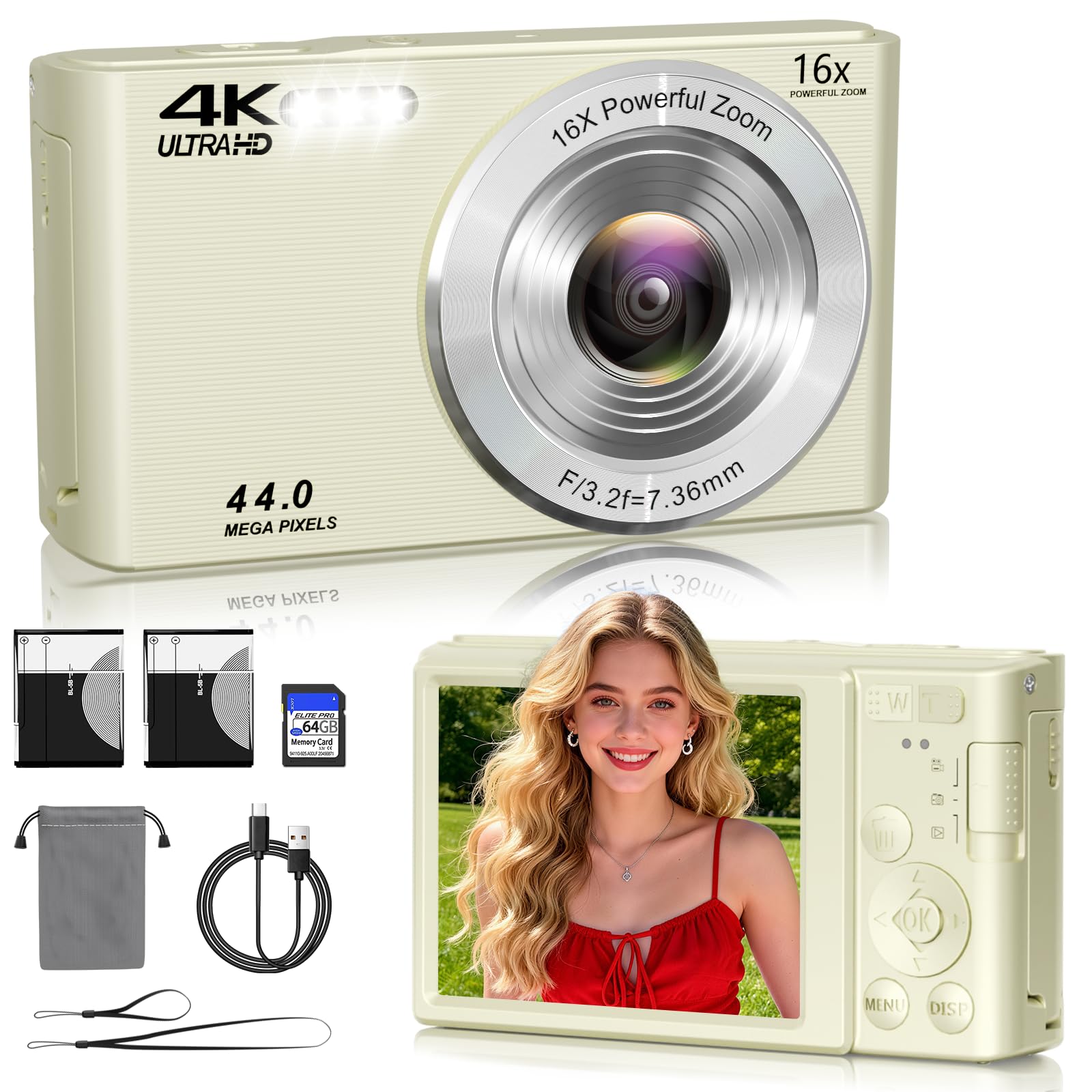 Amazon.co.jp: デジタルカメラ デジカメ FHD 1080P録画 44MP画素