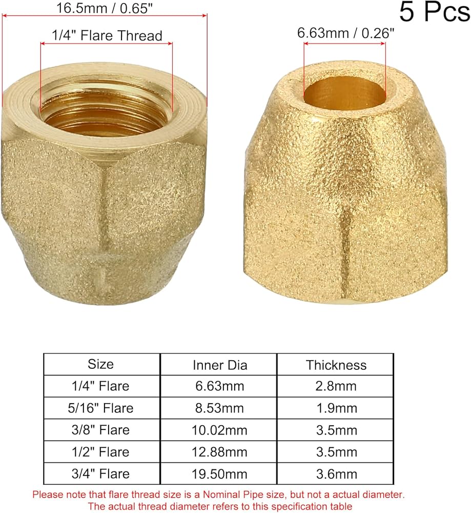 Amazon | MECCANIXITY 真鍮フレアナット、1/4インチフレアメスフレア