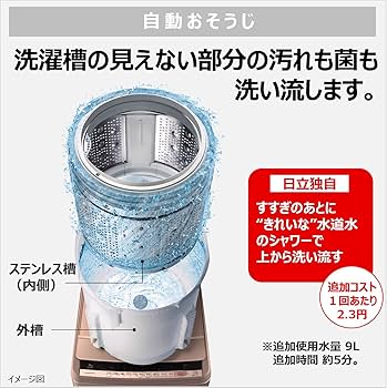 Amazon.co.jp: 日立 全自動洗濯機 ビートウォッシュ 洗濯容量8kg 本体