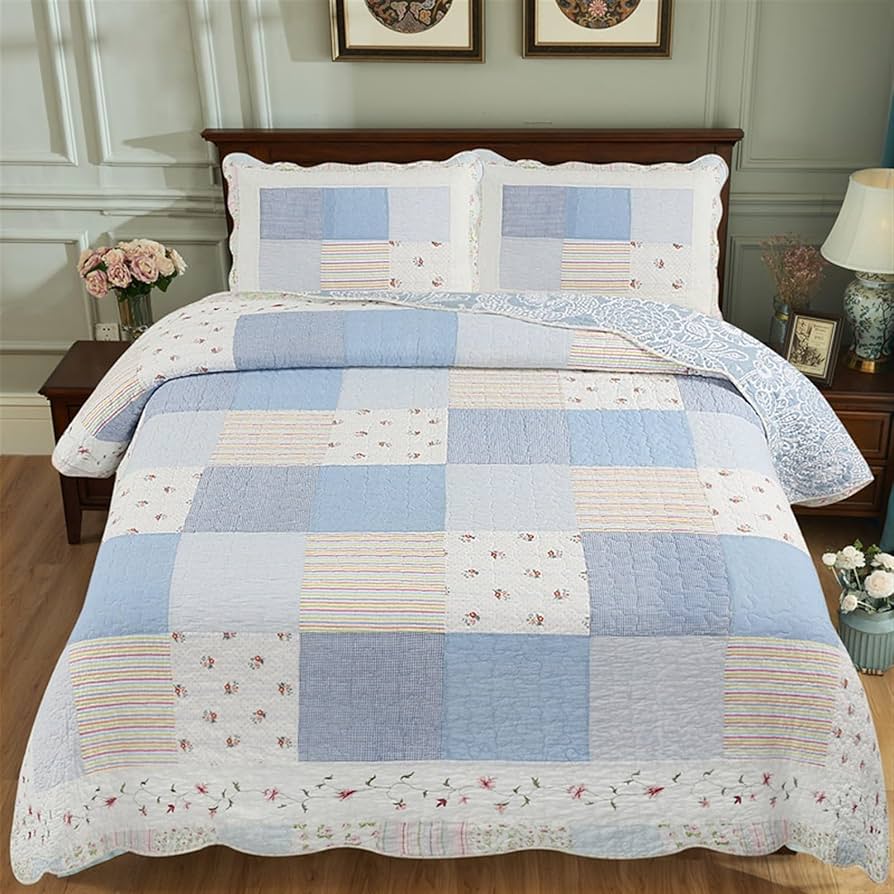 Amazon｜ベッドカバー ベッドスプレッド マルチ カバー 韓国パッチ